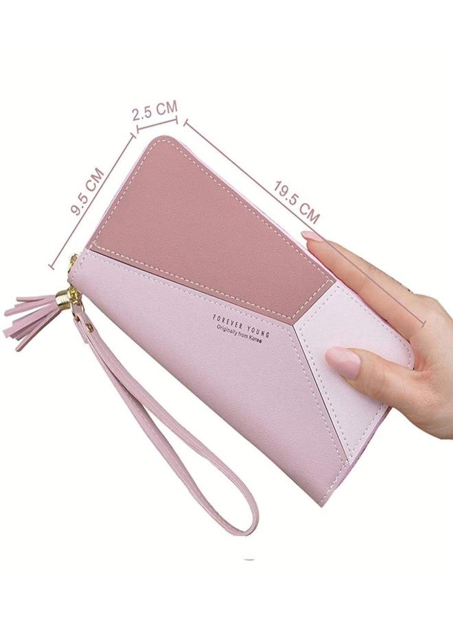 Akshify Women's Long Wallet - PU Leather Large Capacity Clutch Purse with Tassel, Multiple Card Slots & Coin Pocket - Stylish Travel Wallet for Women & Girls (Pink) - Image 4